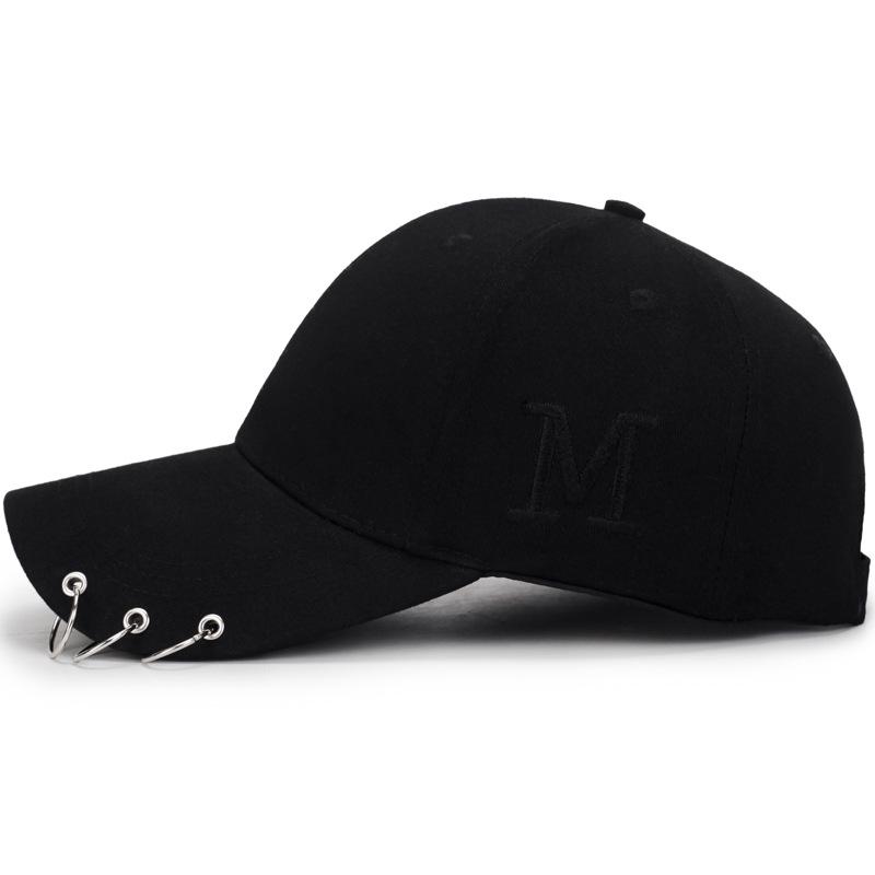 Trendy Sun Hat for Women Baseball Hat with A Ring Embroidered M Letter and Iron Ring for Men