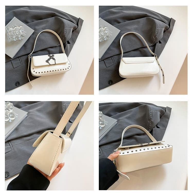 Nieten-Kreuz-Achseltasche Damen-Schultertasche