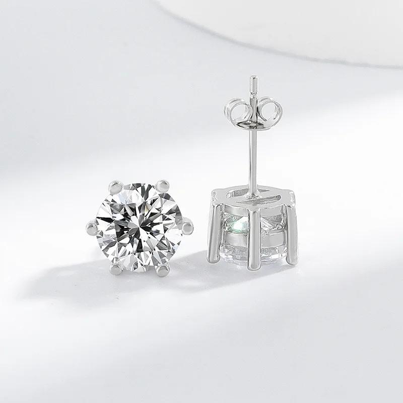 5-9MM Moissanite Earring 925 Silver Plated with White Gold Stud Earrings For Women Jewelry