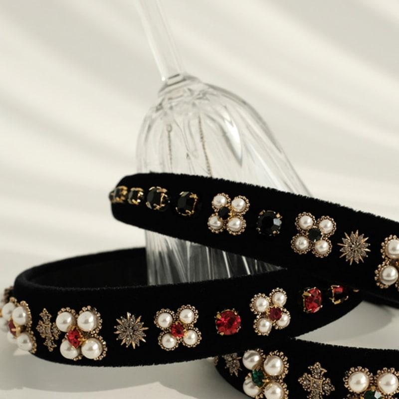 LUDE Princess Velvet Pearl Hairband _ 3color