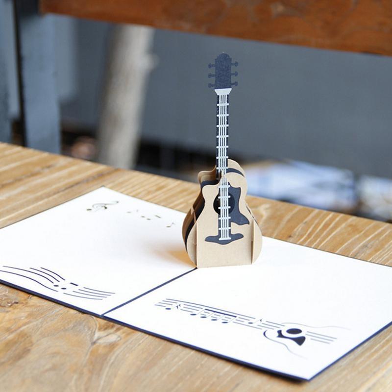 3D für Pop-Up-Gitarre Grußkarte für Glückwünsche Musikliebhaber Alles Gute zum Geburtstag Danke mit Umschlag Einladung, Neujahr G