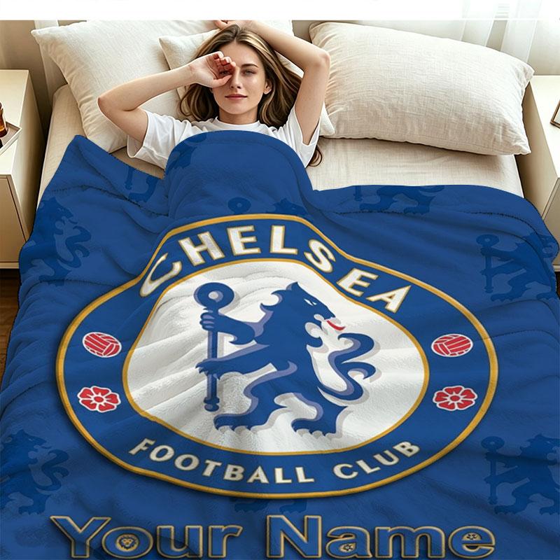 1PC Chelsea F Custom Name Patterned Flannel Blanket Suitable For All Seasons for Home Decor Warmth and Comfort Gifts Holiday Present
