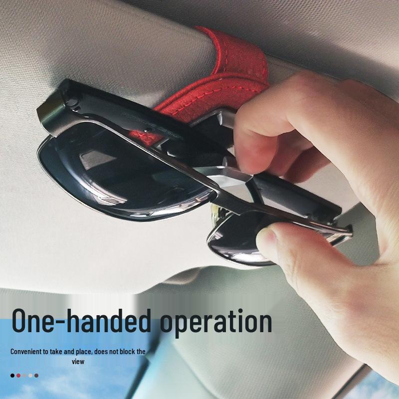 Car Sun Visor Glasses Clip: Multifunctional Sunglasses Holder & Bill Storage In Creative Cowhide Design