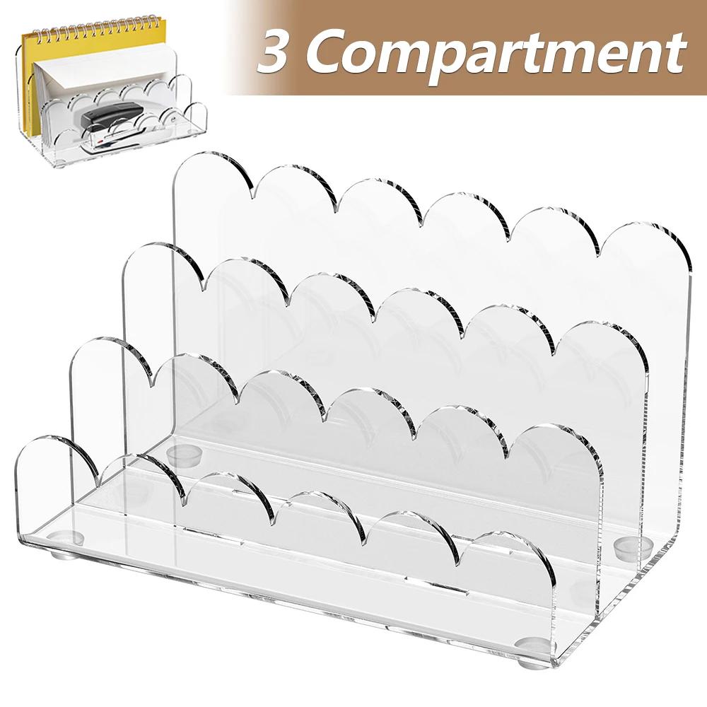 3-Fächer Acryl-Aktenhalter Klarer Briefsortierer Schreibtisch-Organizer Vertikaler Brief-Dokumenten-Teilerhalter Büro-Aufbewahrungsregal