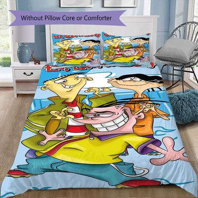 Ed, Edd n Eddy Muster Bettwäsche, Steppbett Set Bettbezug Kissenbezug Zuhause Geburtstagsgeschenk (1 Bettbezug + 2 Kissenbezüge, ohne Füllung)SSJT0917068