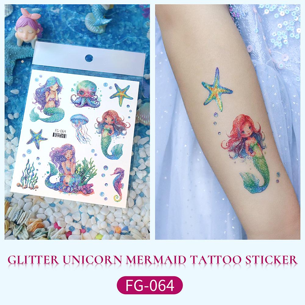 Children's Glitter Mermaid & Unicorn Waterproof Tattoo Stickers