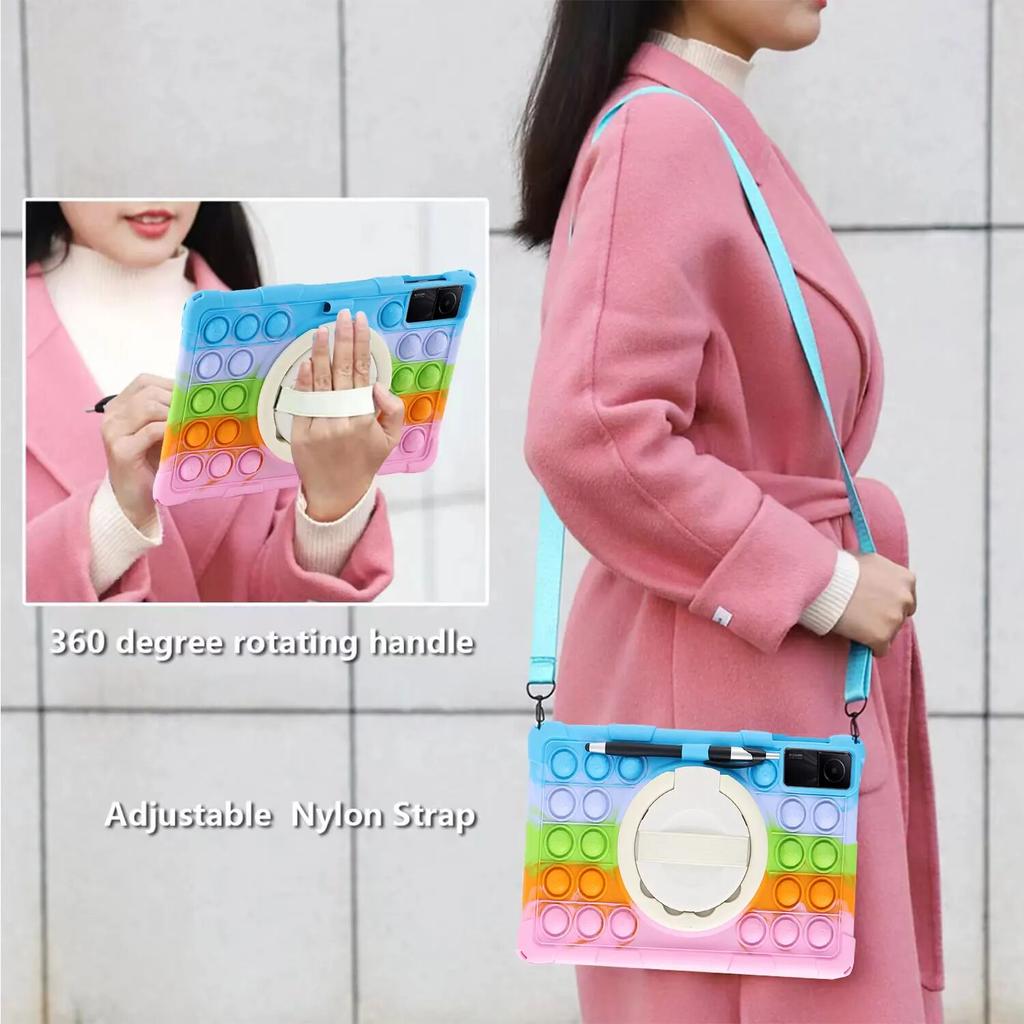 Tablet-Silikon-Rüstungshülle für Xiaomi Redmi Pad SE 11 Redmi Pad 10,6 Zoll 2022, Kinder-Drehständer-Abdeckung, stoßfeste Push-Blase, stoßfeste Abdeckung