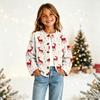 Girls' Fashion Button Front Christmas Print Cardigan for Holiday Outfits and Daily Wear