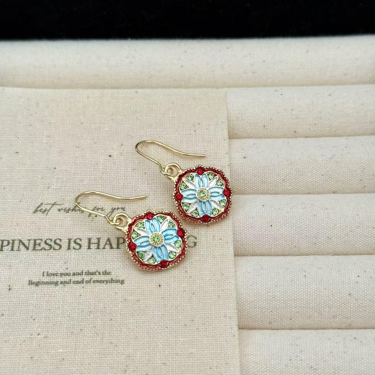 Серьги-кисточки с бамбуковыми листьями из сада Моне: Ретро Этнические Масляные Серьги-Крючки Ханфу для Женщин