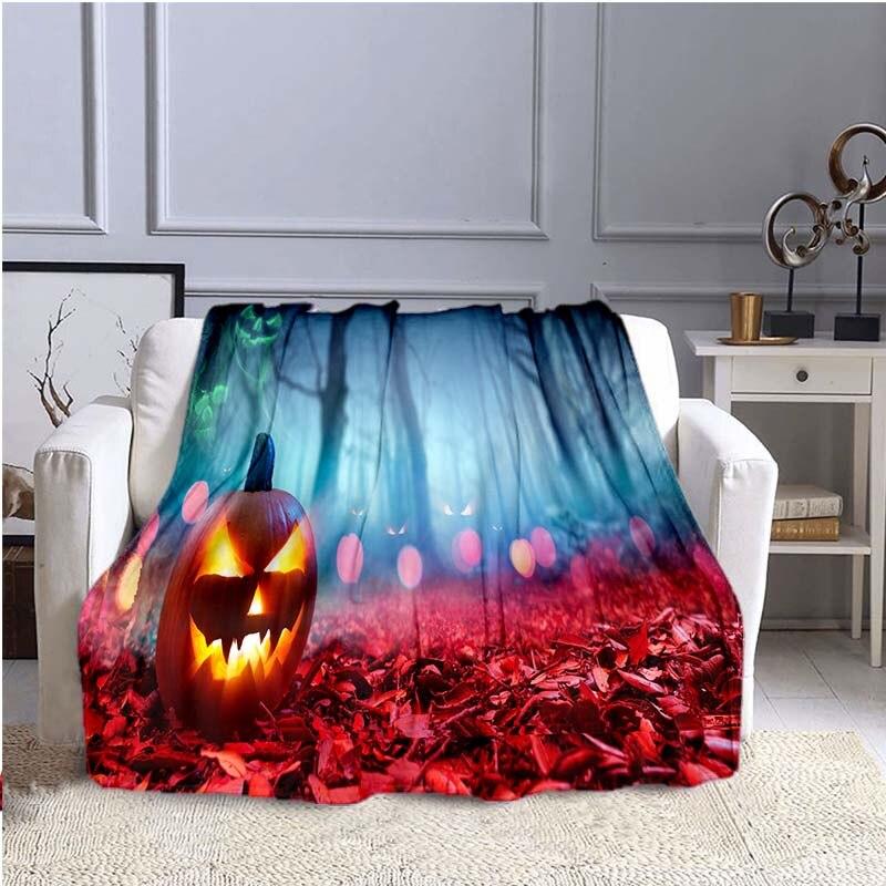Halloween Horror Pumpkin Huanted House 3D Print Blanket Sofa Bed Blanket Super Soft Warm  Blanket Cover Fleece Throw Blanket