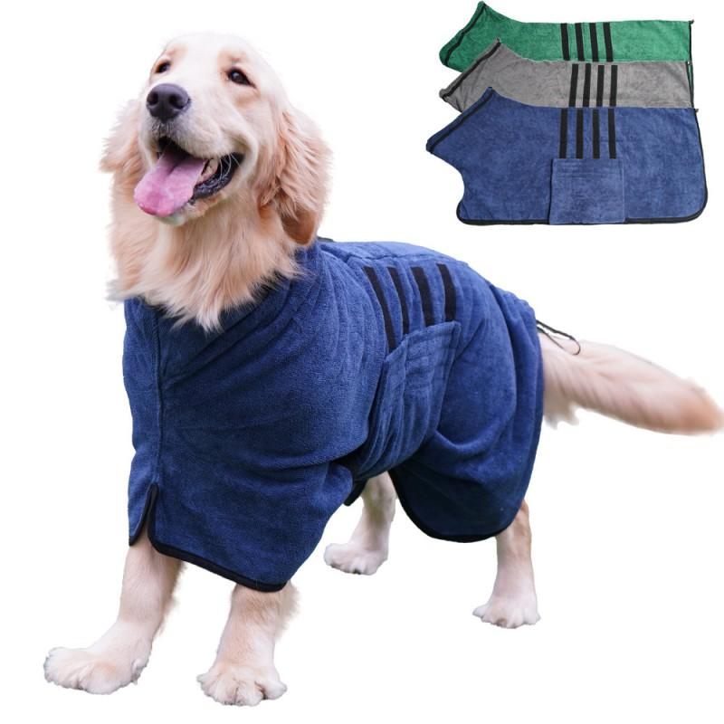 Quick-Dry Pet Robe Large Dogs Microfiber Absorbent Dog Bath Towel Coat Winter All Season