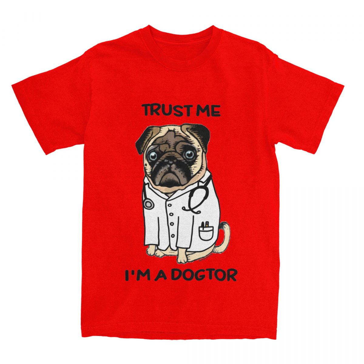 

Trust Me I m A Dogtor Doctor Pug Women T Shirt Funny Round Neck Short Sleeve Summer Women T-Shirt Comfort Clothing XL