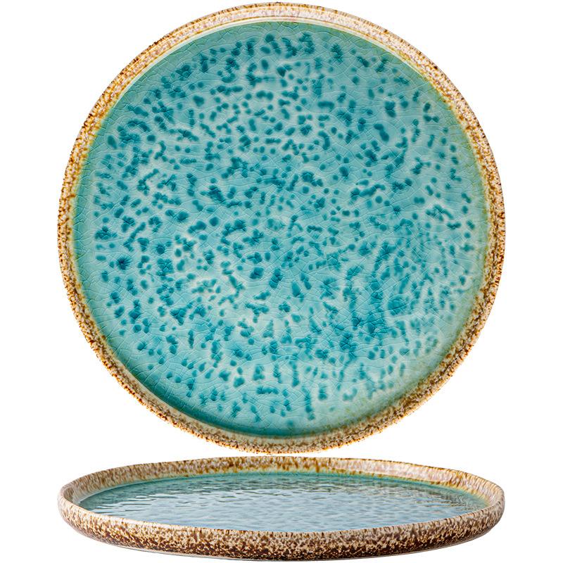 Mirror Ice Cracks Large 10.5-Inch Ceramic Disc Restaurant Cooking Plate Sashimi Plate Exit