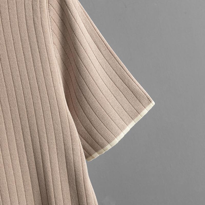 GMXIA Women's Elegant Knitted Skirt Set for Spring and Summer with Polo Collar, A Fashionable Two-piece Set