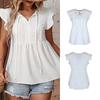 Womens Summer Short Sleeve Lace Up V neck T Shirt Casual Peplum Tops Comfort Loose Fitting Blouses Tunics Tops Tees