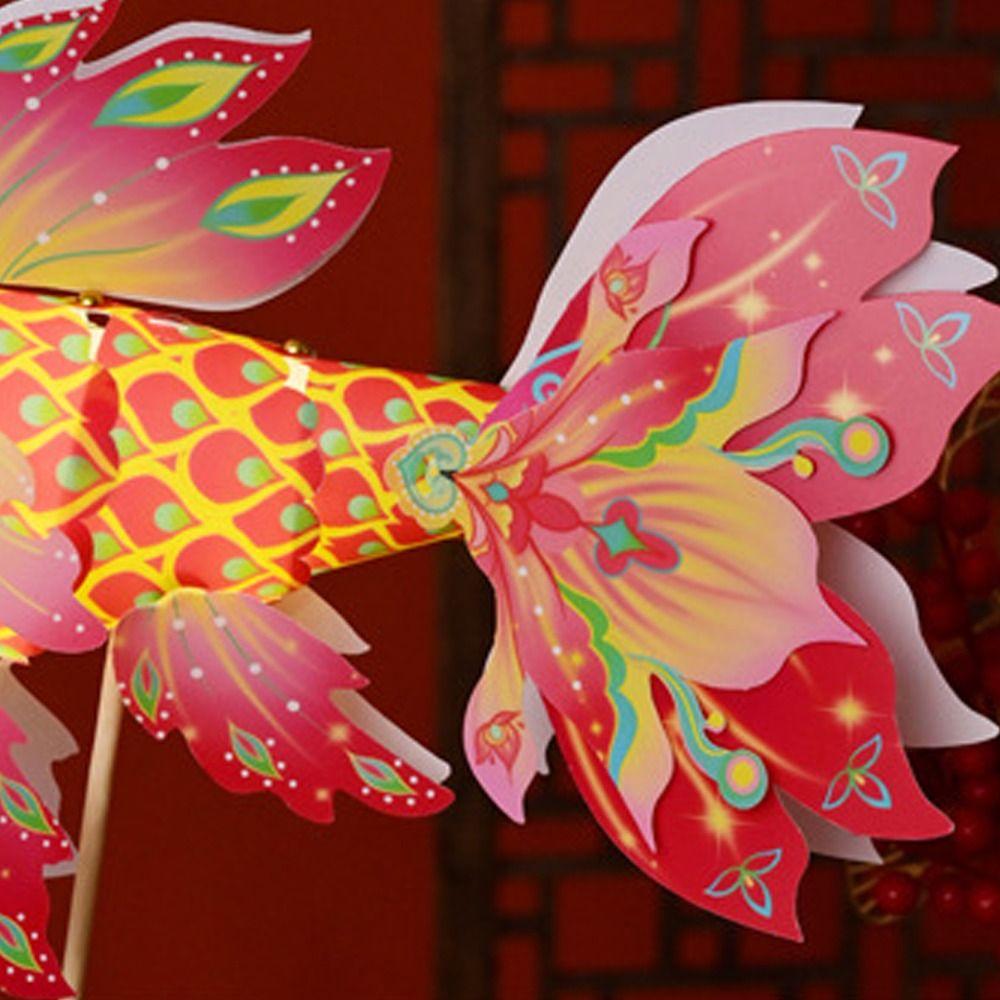 Chinese Traditional Handheld Fish Lantern Ancient Style Luminous Goldfish Light Celebration