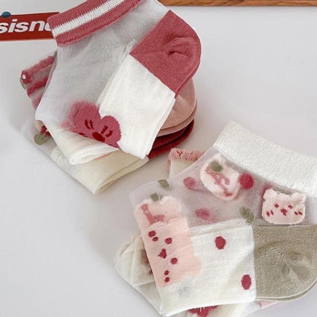 Women's Romantic Rose See-Through Socks 5-Pack