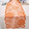 Autumn Indoor Home Accents Fall Table Runner Decorations Maples Leaves Lace Orange Hollow Embroidery Runner Harvest Thanksgiving Decorations