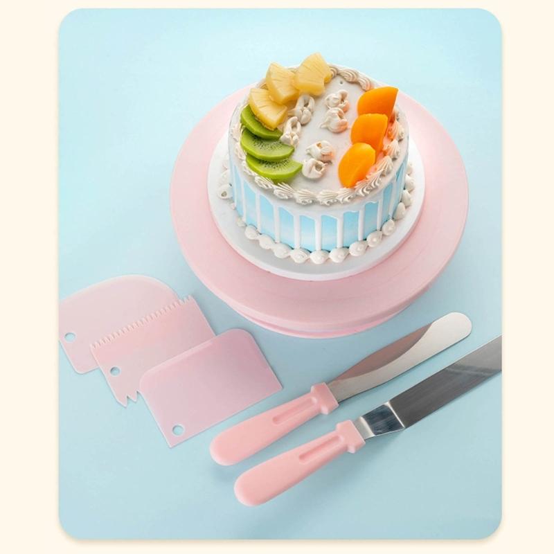 9 Pieces Cake Decorating Set DIY Baking Rotating Stand Non Slip Piping Table Round Silicone Cake Mold for Kitchen Baking