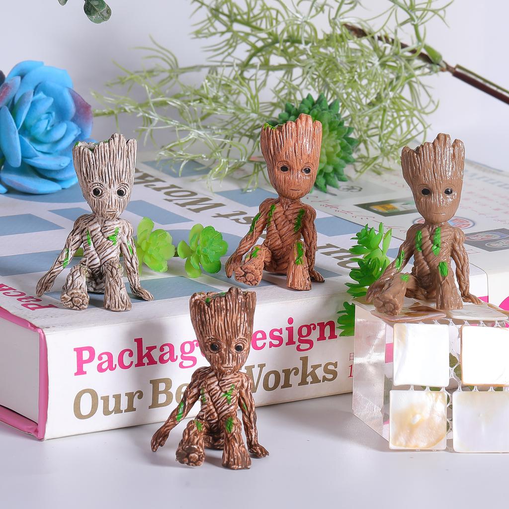 Cartoon Baby Groot Miniature Model Desktop Display Figurine Home Decor Figurine Office Anime Tree Man Ornaments Kids Toys Gifts