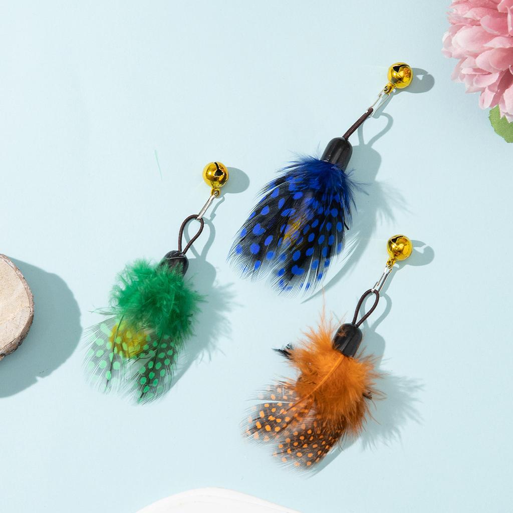 Accessoires Jouet Interactif Plume pour Chat Faux Jouet avec Clochette Rechange Recharge Entraînement Jouets pour Chaton