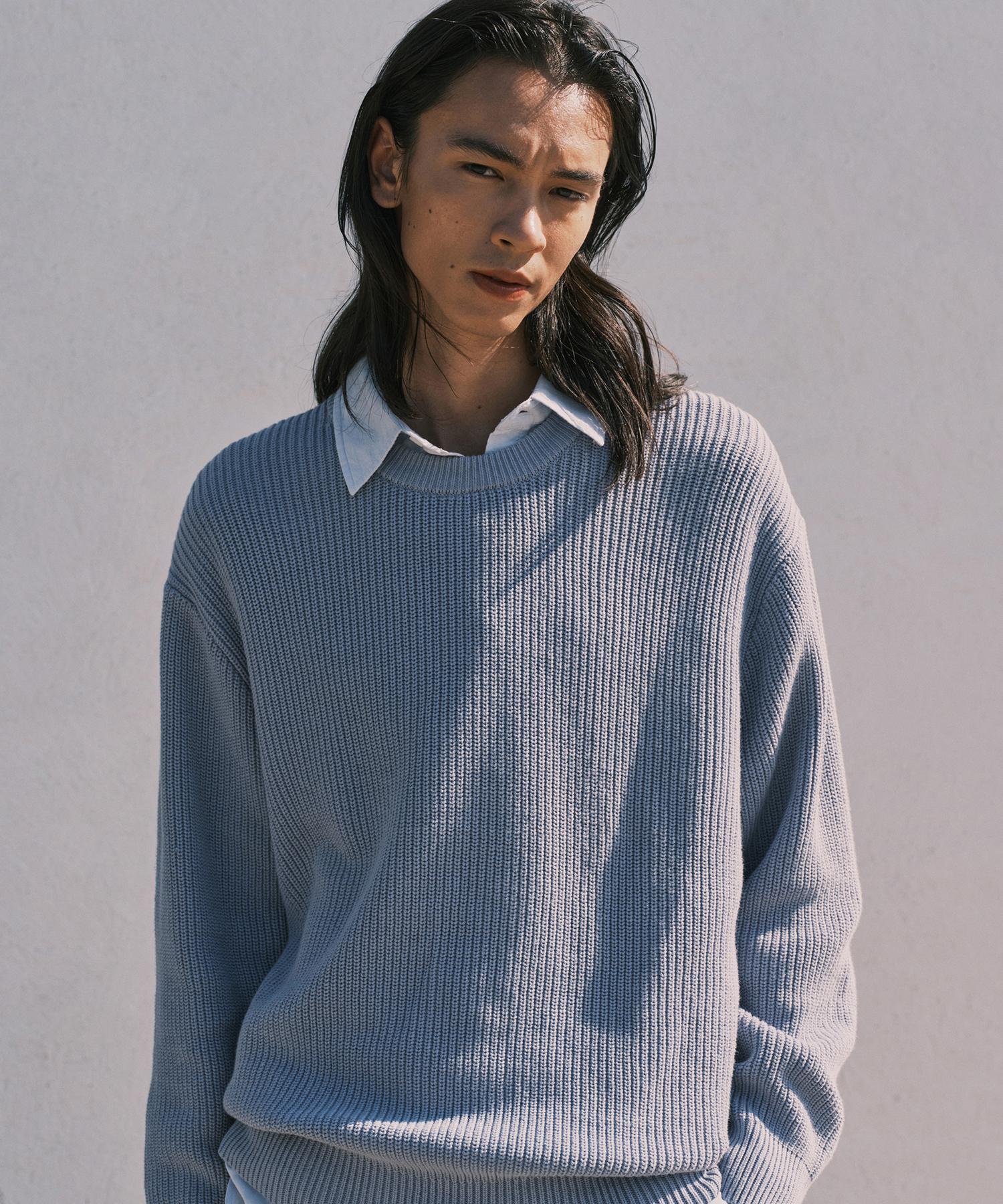 Musinsa Standard Cotton Ribbed Crew Neck Knit [Sky Blue] Sky Blue/2Xl