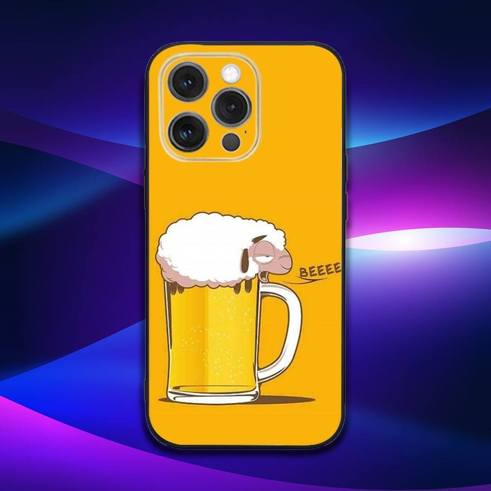 Beer Print Phone Case For iPhone 17,16,15,14,13,12,11,Pro,Max,Plus,X,XS,SE4,E,Mini,Soft Black Case