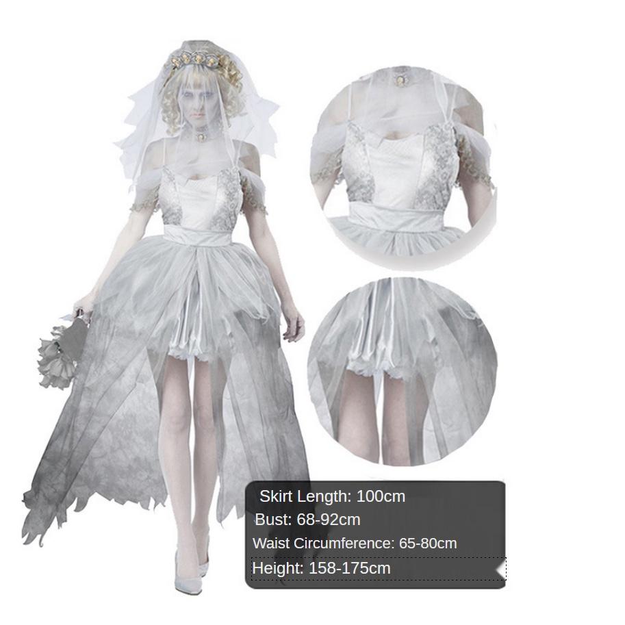 Ghost Halloween Bride Dress Role Play Zombie Bride Stage Costume Performance
