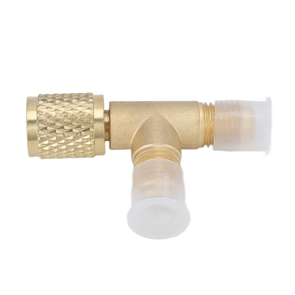 Schnellkupplungs-T-Adapter mit Ventileinsatz aus Messing, 1/4 Zoll SAE, robuste Struktur für R22, R12, R134