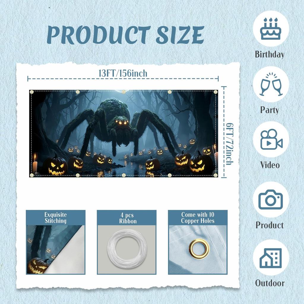 Halloween Garage Door Cover 13x6 FT, Garage Door Halloween Cover