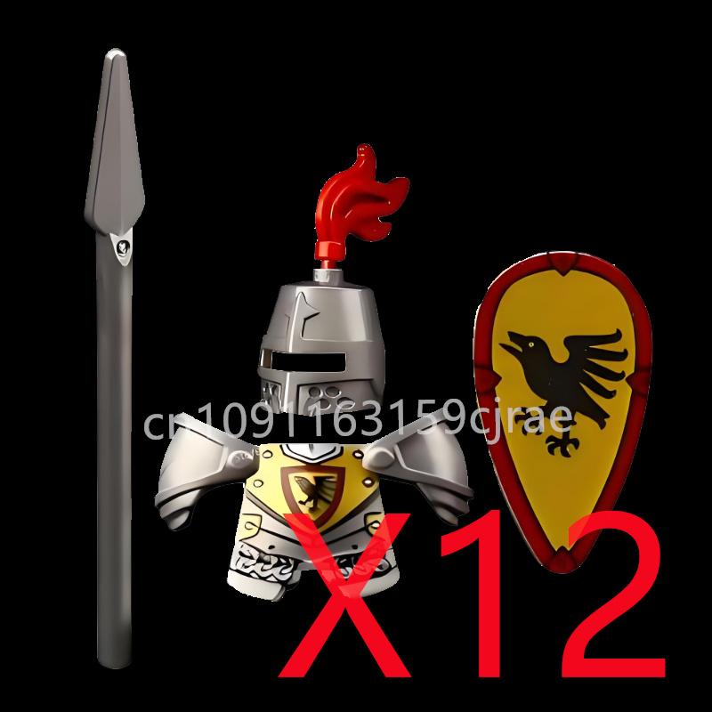 Kompatybilne MOC Średniowieczne Klocki Budowlane Postacie Żołnierze Smoczy Rycerze Czarny Lew Orzeł Zabawka Prezent Klocki Rolnik Żołnierz X048
