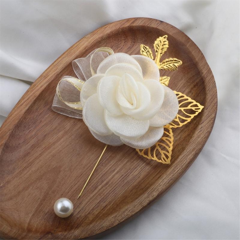 Wedding Boutonniere and Wrist Flower Set Wrist Jewelry For Wedding Ceremony Celebration Bride Groom Dressingup Props