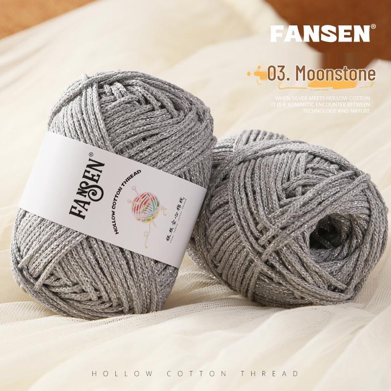 Silver Flash Hollow Cotton Yarn Ball Kit for Hand Knitting & Crochet - Includes Yarn, Hook, and Instructions for DIY Scarf and Sweater Projects
