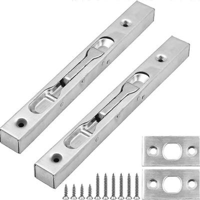 Pachet de 2 zăvoare glisante de ușă (1 perechi), Zăvoare de securitate cu acțiune de pârghie ascunsă, zăvoare glisante din oțel inoxidabil periat - 8" (22cm) Lungime