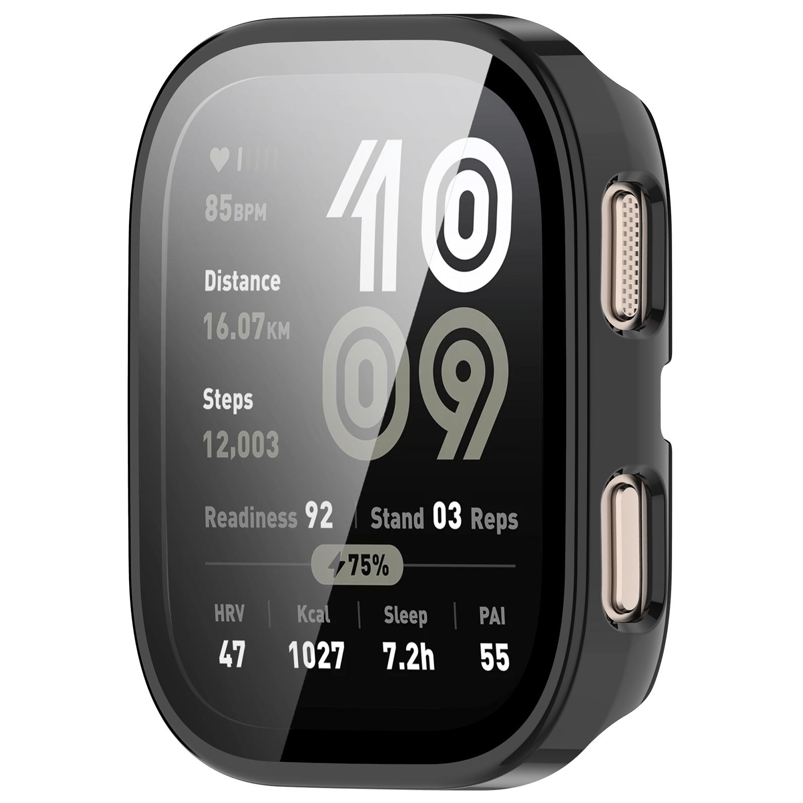 

For Huami Amazfit Bip 6 (A2435) Watch Case PC Frame Cover with Tempered Glass Screen Film Matte Silver
