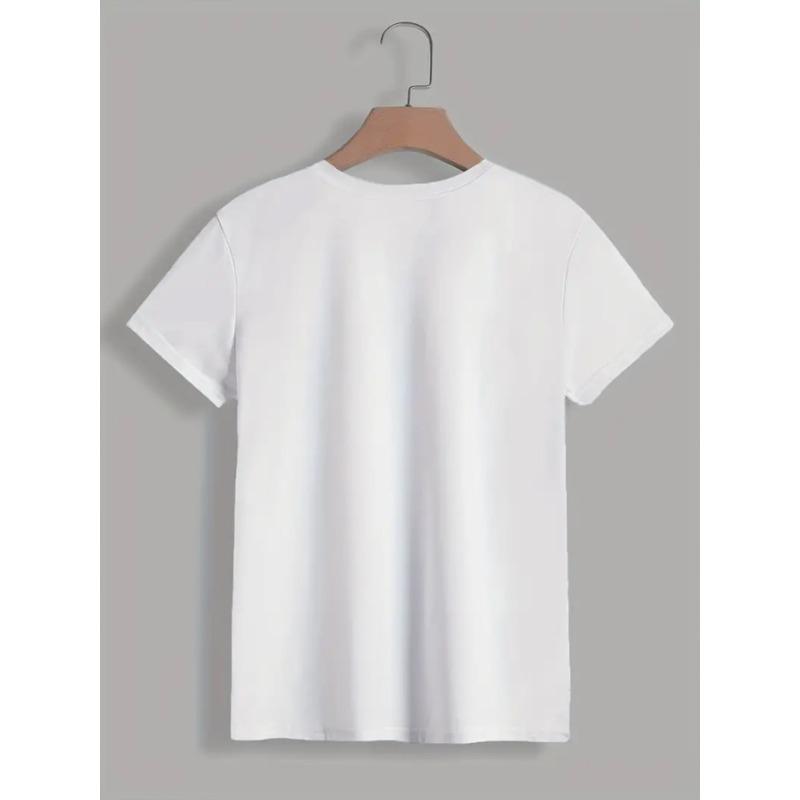 Women'S Round Neck Short Sleeve Sports T-Shirt with Letter Print for Spring and Summer Casual Wear