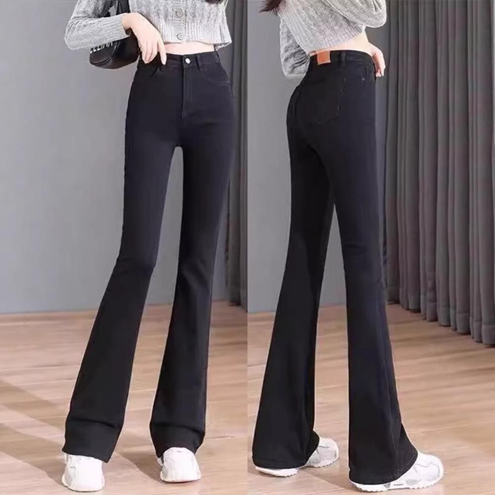 

Plus Size High Waist Black Flare Pants for Pear-Shaped Figures - Slimming, Hip-Covering, Versatile Fit M белый