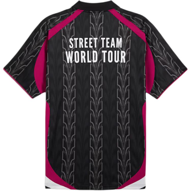 Puma More Time Vierundzwanzig Logo Print Retro Pullover Lässig Sport Kurzarm Fußballshirt Herren Hemden Schwarz 627895-01