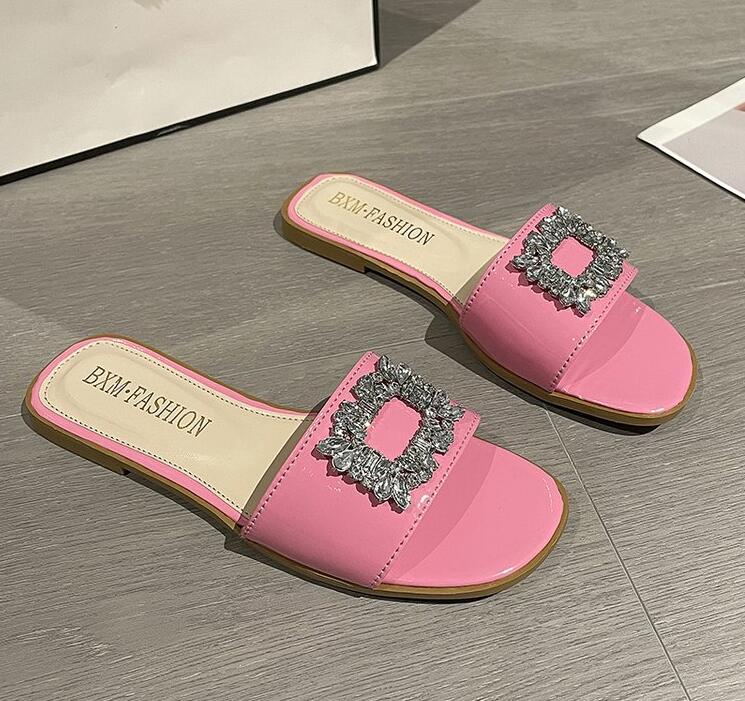 Summer Slippers for Women Flip Flops Flats New Pleated Korean Slippers Women Sandals Green Slip on Shoes Big Size 36-43