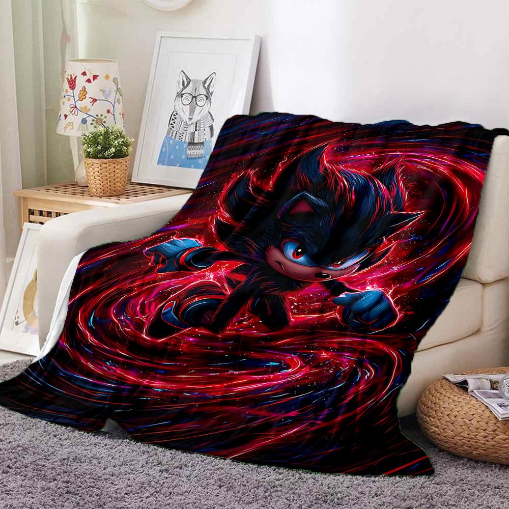 1Pc Dark Sonic Flannel Blanket, Soft And Comfortable, Casual Warm, Camping Travel, Christmas, Halloween Xmas Gift L1524
