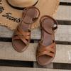 Wearing Oversized Summer Round Toe Women's Flat Shoes, Roman Shoes, Casual Sandals