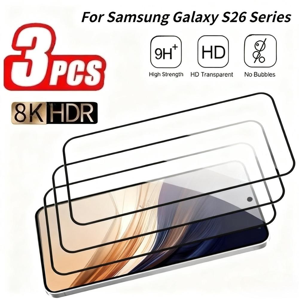 3Pcs Full Cover Tempered Glass for Samsung Galaxy S26 S25 S24 S23 Ultra S22 S21 Plus S23 S24 S25 FE High Clear Screen Protector