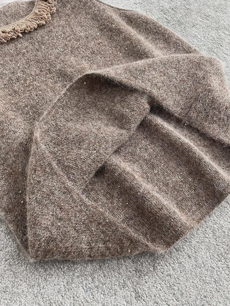 Pletená vesta Podzim & Zima 2024: 30% Mohér, 25% Vlna se střapci