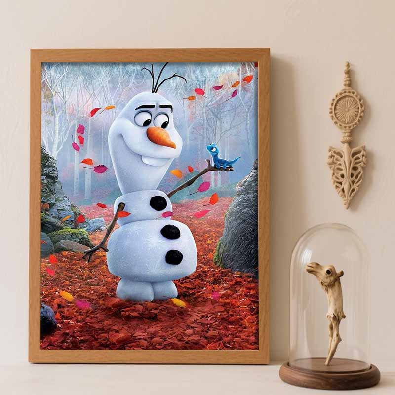 Disney DIY Diamantmalerei 5D Olaf und Bruni Vollbohrer Kreuzstich Wohnzimmer Schlafzimmer Wanddekor Malerei Round 30x40cm gray