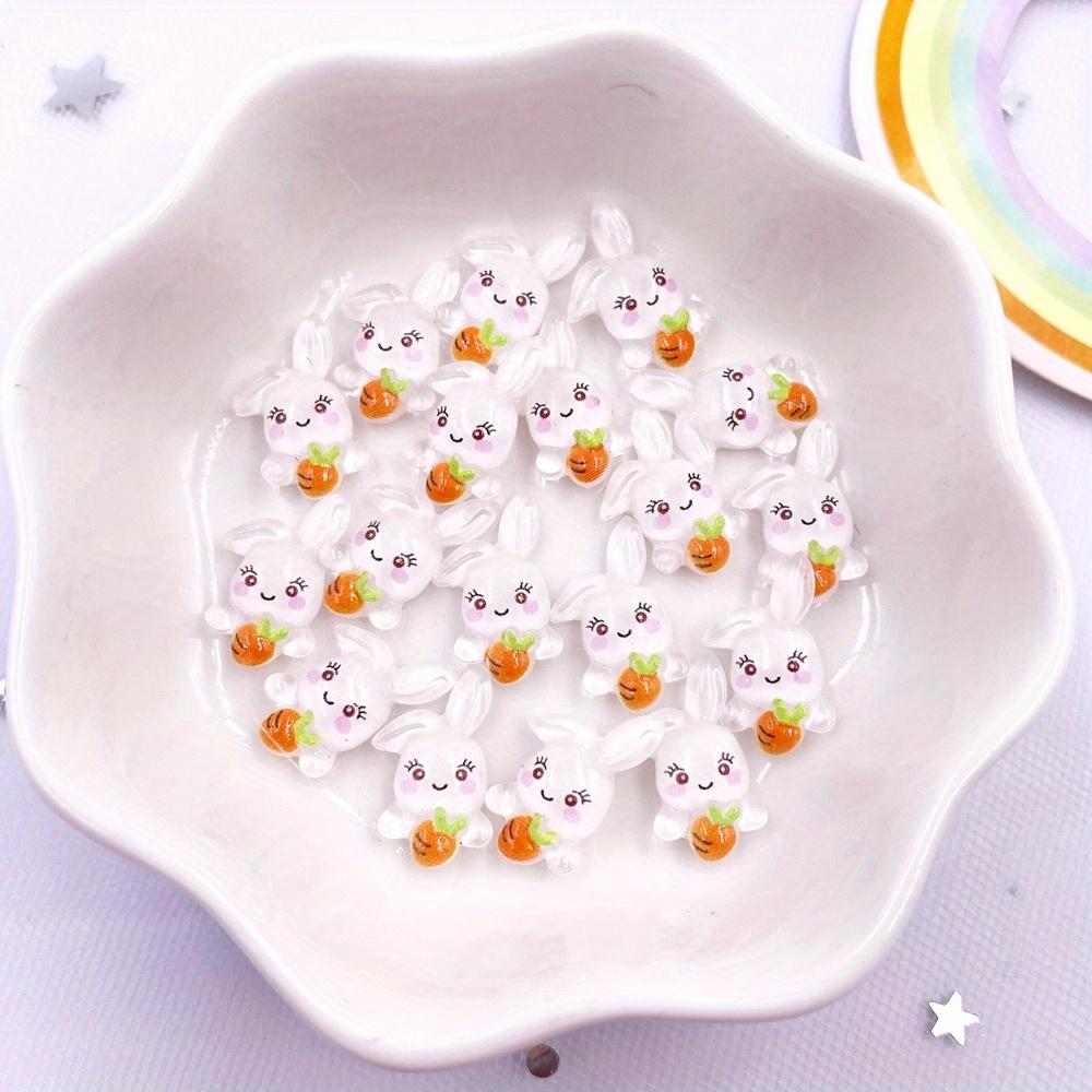 50pcs Resin Colorful Mini Carrot Rabbit Art Nails Flatback Rhinestone Wedding Appliques DIY Bow Scrapbook Accessories Crafts