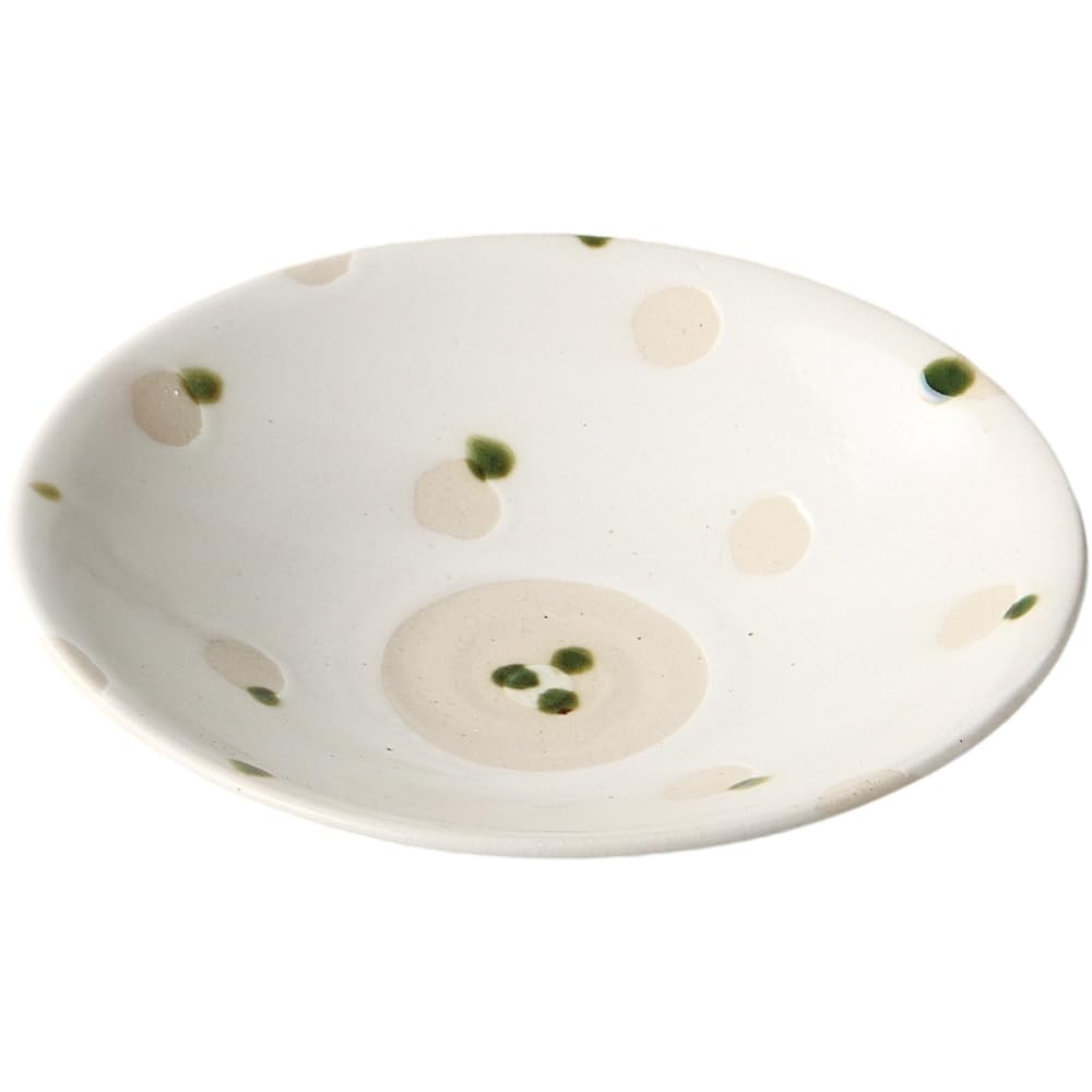 

Ale-net Medium Bowl, W21.8 x D21.8 x H5cm, Oribe Dot & White, Large Flat Bowl, Mino Ware, Made in Japan