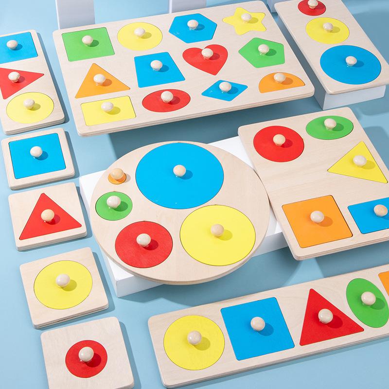 Montessori Bunte Geometrie Greifen Bord Holz Spielzeug Verriegelt Greifen Form Sortierung Bord Spielzeug Für Baby Pädagogisches Kinder Geschenke