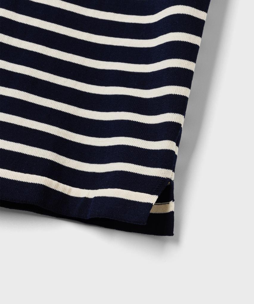 Andeleusenandeleusen Boatman Short Sleeve Striped Knit Royal Blue
