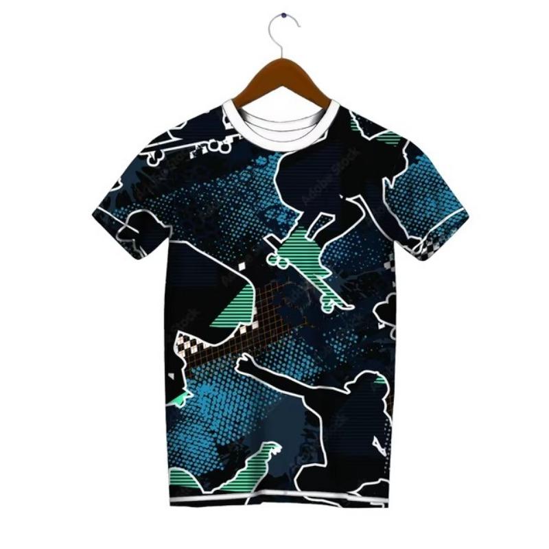 

Skateboard Printed Men s T-shirt Street Quick Drying Short Sleeved T-shirt Men Outdoor Sports Casual Top Breathable Fitness Wear 6XL