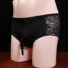 Men's lace underwear with jj cover, sexy sex stockings underwear, ultra-thin and breathable summer fully transparent briefs